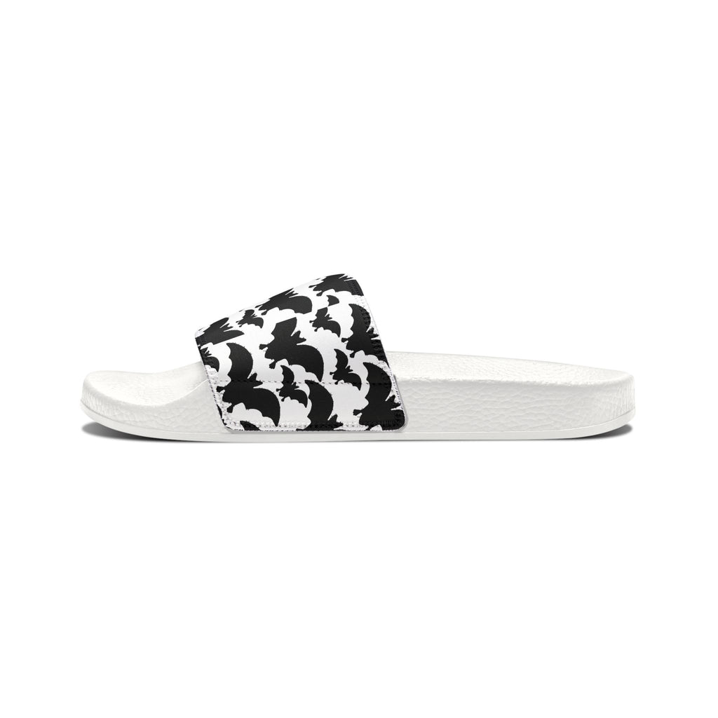Men's Slide Sandals — Black Bat Pattern Removable-Strap Slides