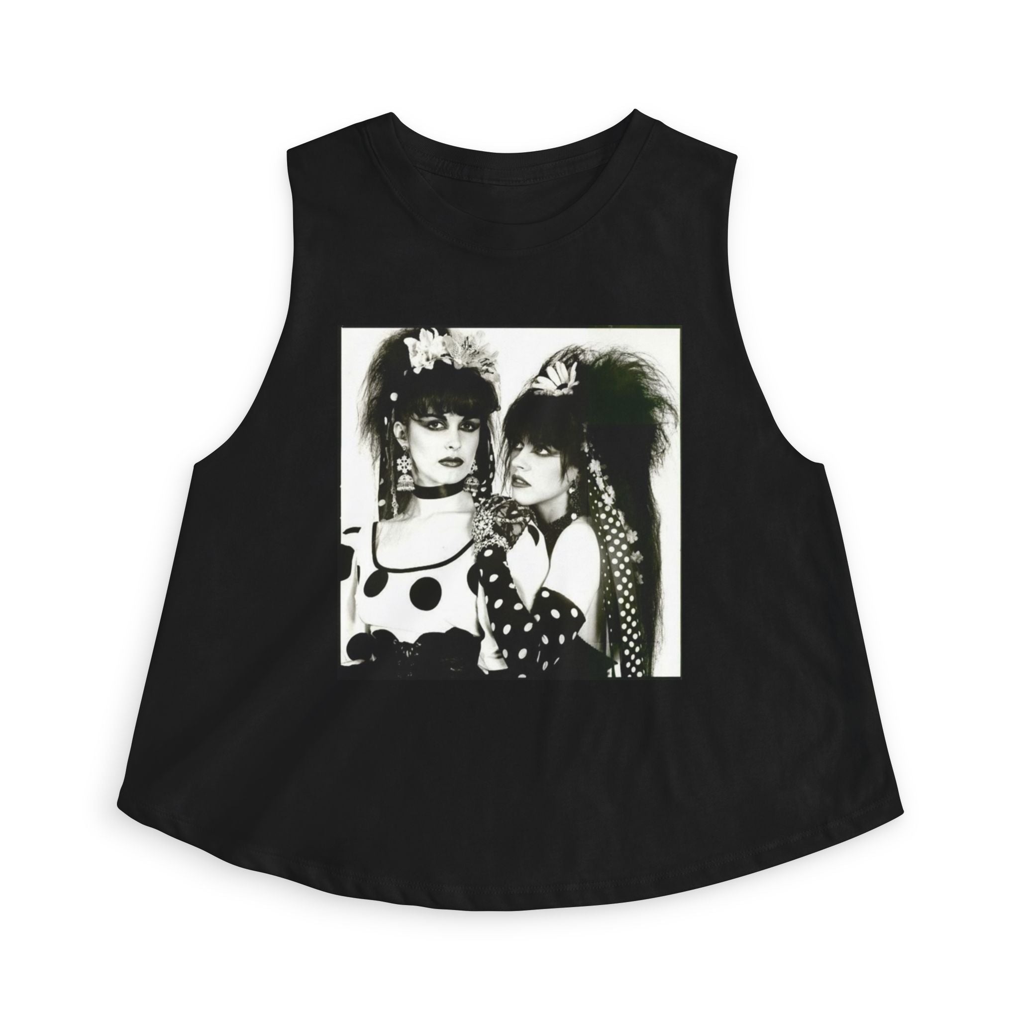 Strawberry Switchblade Vintage 80s Goth Crop Top – Retro Punk Duo Photo Graphic