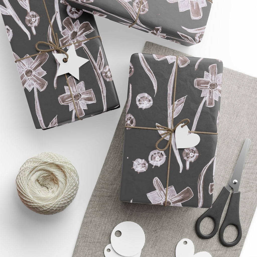 Floral Chalkboard Wrapping Paper – Elegant Hand-Drawn Blossom Gift Wrap