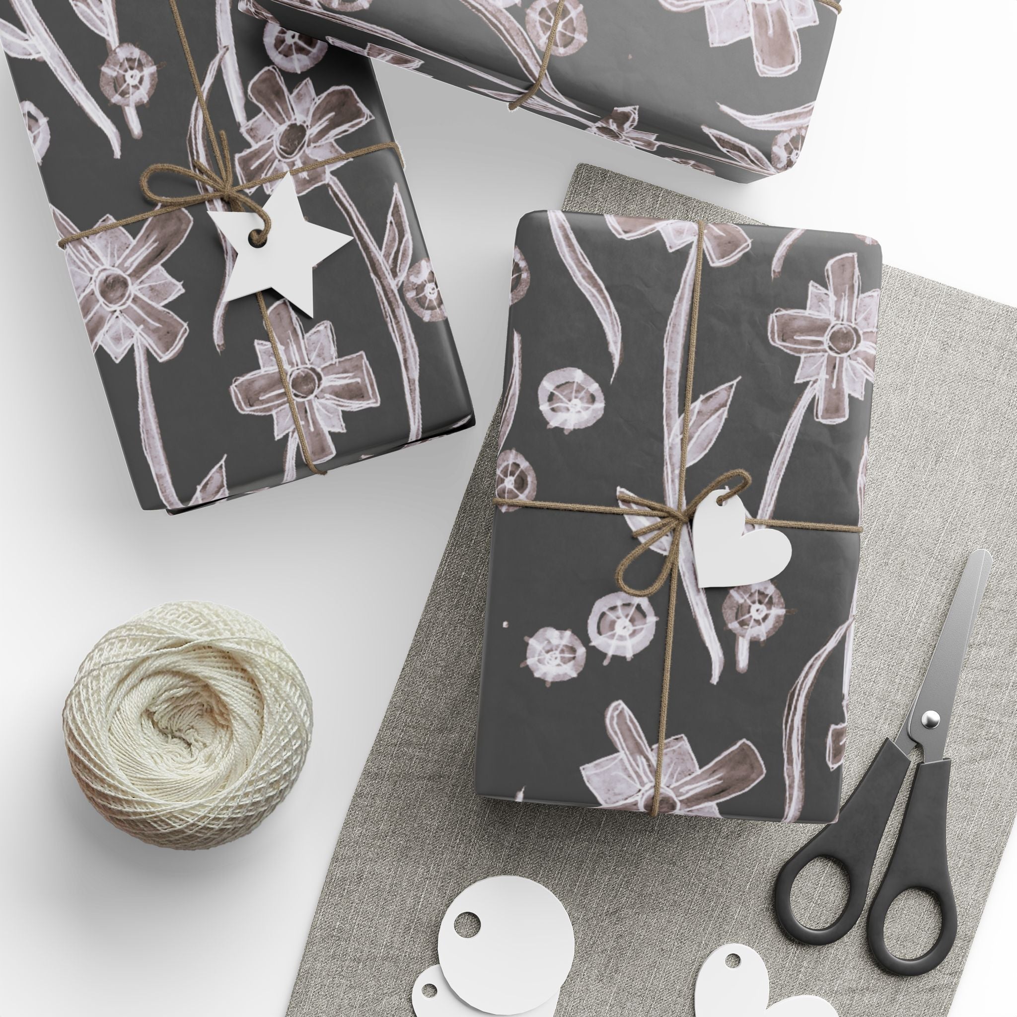 Floral Chalkboard Wrapping Paper – Elegant Hand-Drawn Blossom Gift Wrap