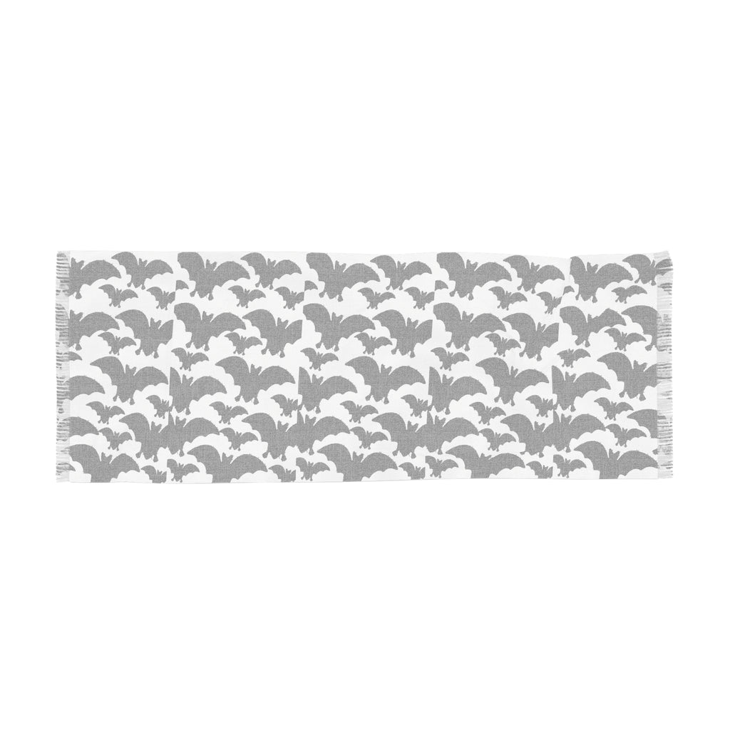 Bat Pattern Light Scarf — Halloween Black & White Lightweight Wrap