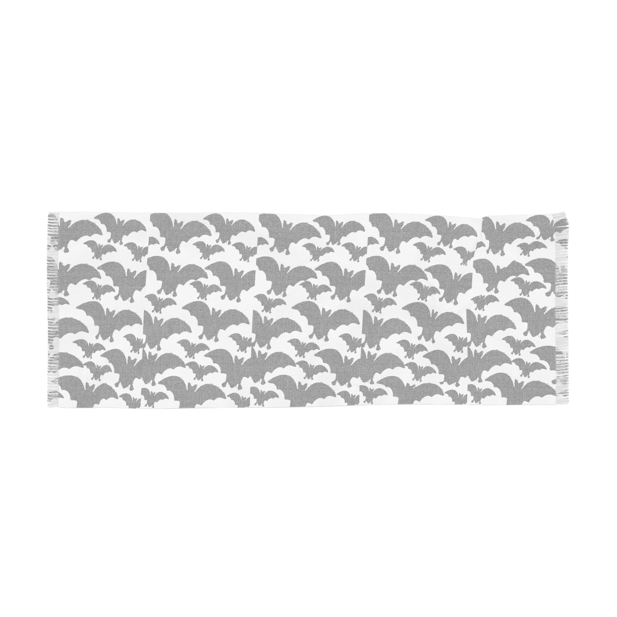 Bat Pattern Light Scarf — Halloween Black & White Lightweight Wrap