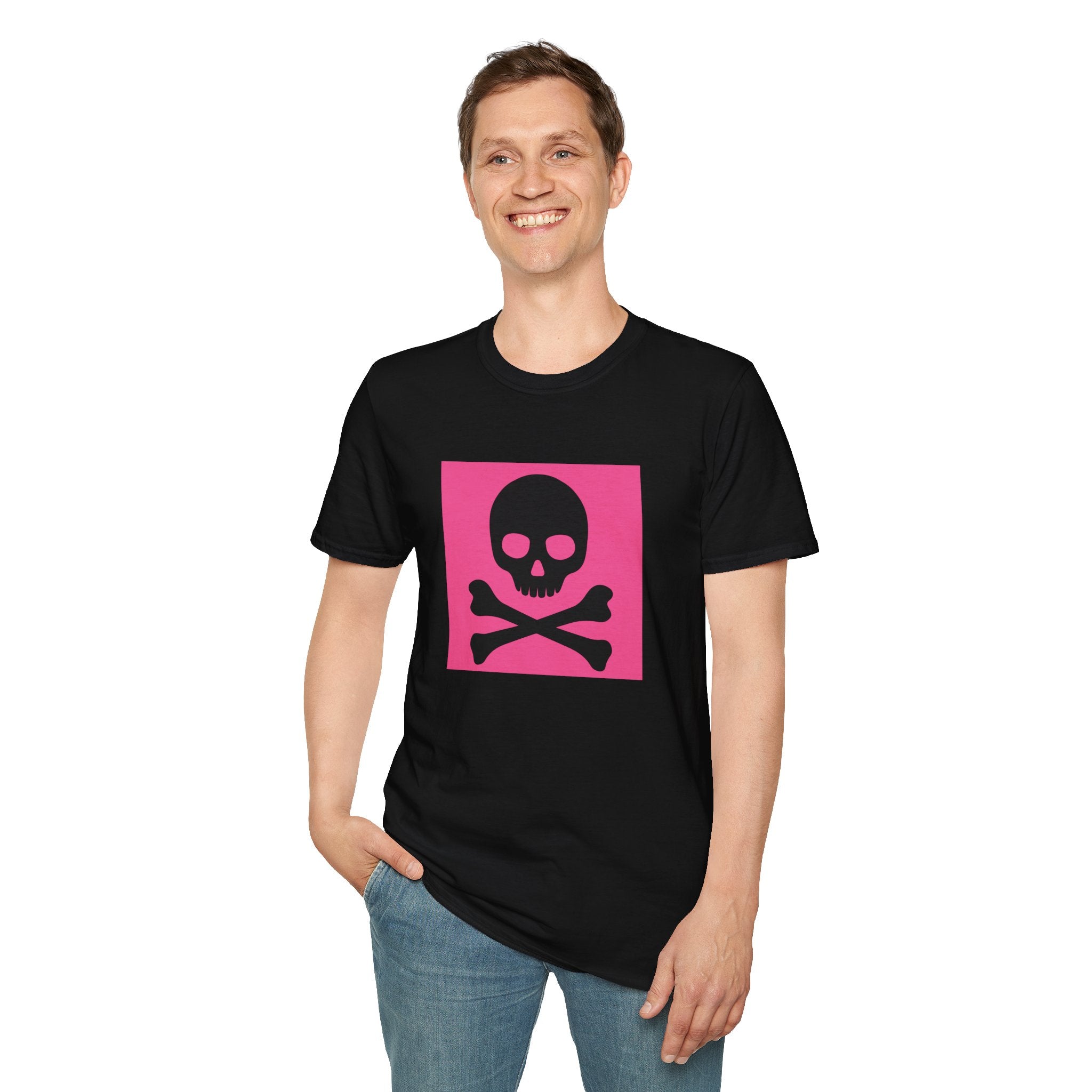 Skull & Crossbones Pink Square T-Shirt