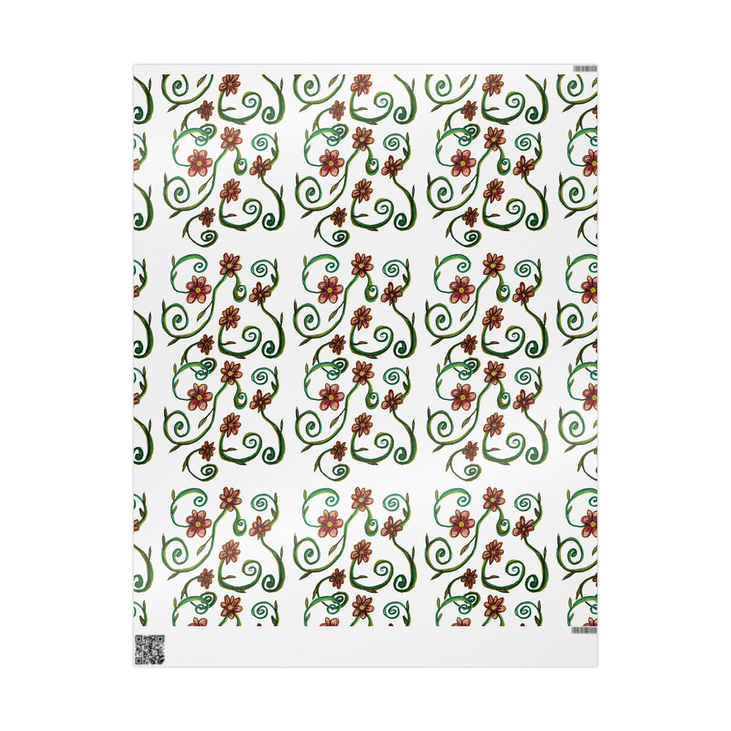 CHARLOTTE SOMETIMES Wrapping Paper Roll — Elegant Green & Rust Botanical Gift Wrap