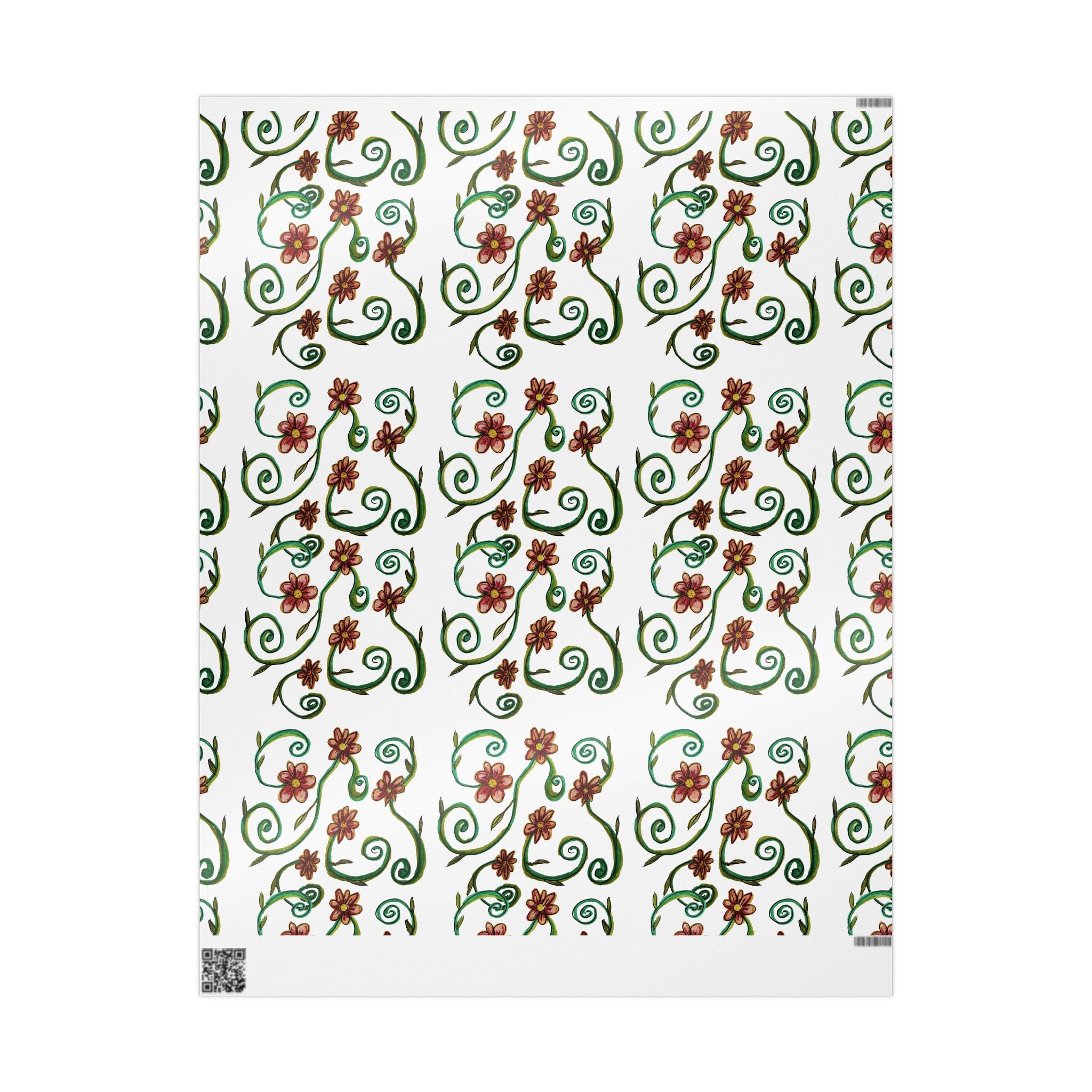 CHARLOTTE SOMETIMES Wrapping Paper Roll — Elegant Green & Rust Botanical Gift Wrap