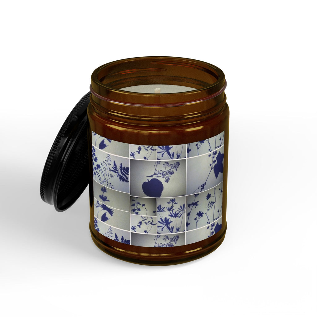 Soy Candle — Blue Floral Patchwork Scented Jar (4oz & 9oz)