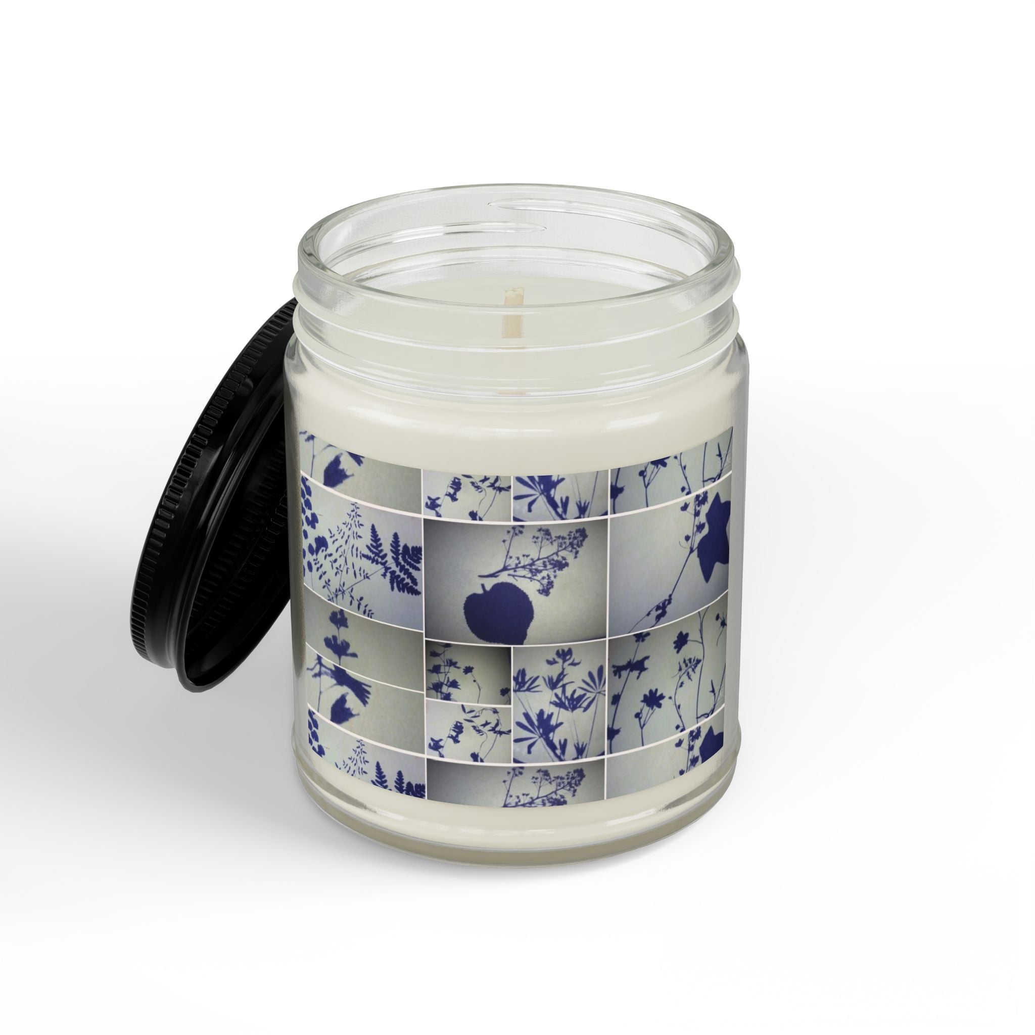 Soy Candle — Blue Floral Patchwork Scented Jar (4oz & 9oz)