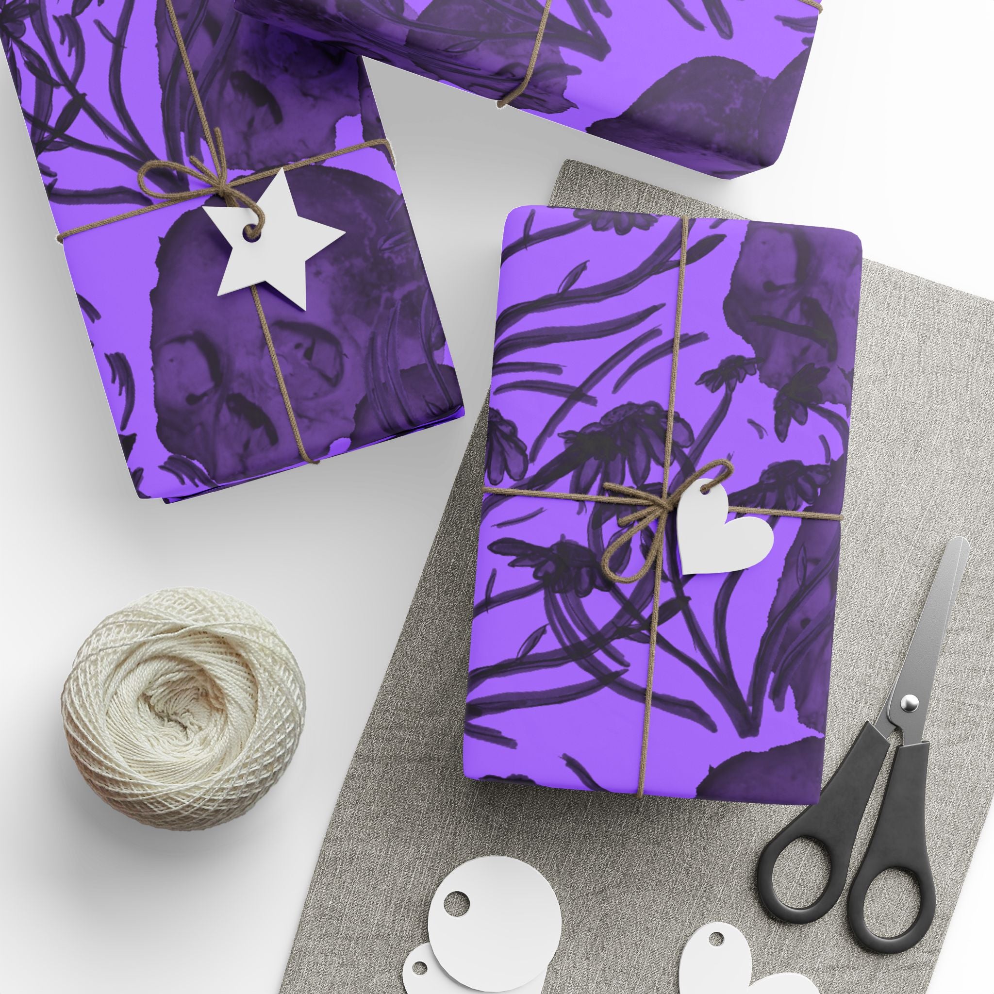 Skull Pattern Wrapping Paper — Purple Gothic Gift Wrap