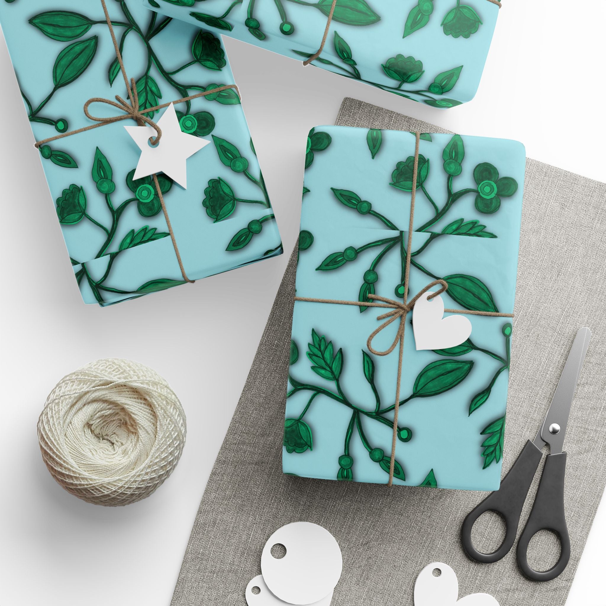 LOST Wrapping Paper — Teal Leaf Gift Wrap