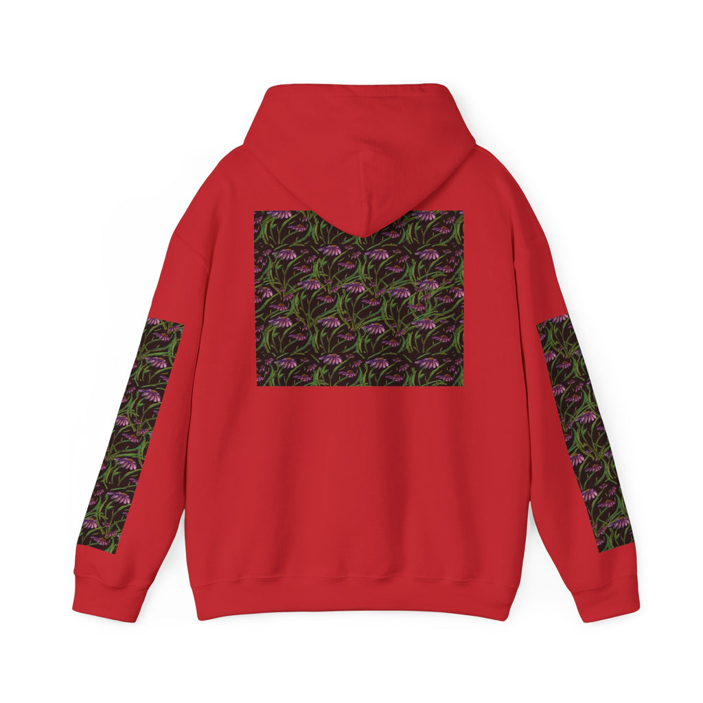 Floral Nightshade Pattern Hoodie — Dark Purple Botanical Print Sweatshirt
