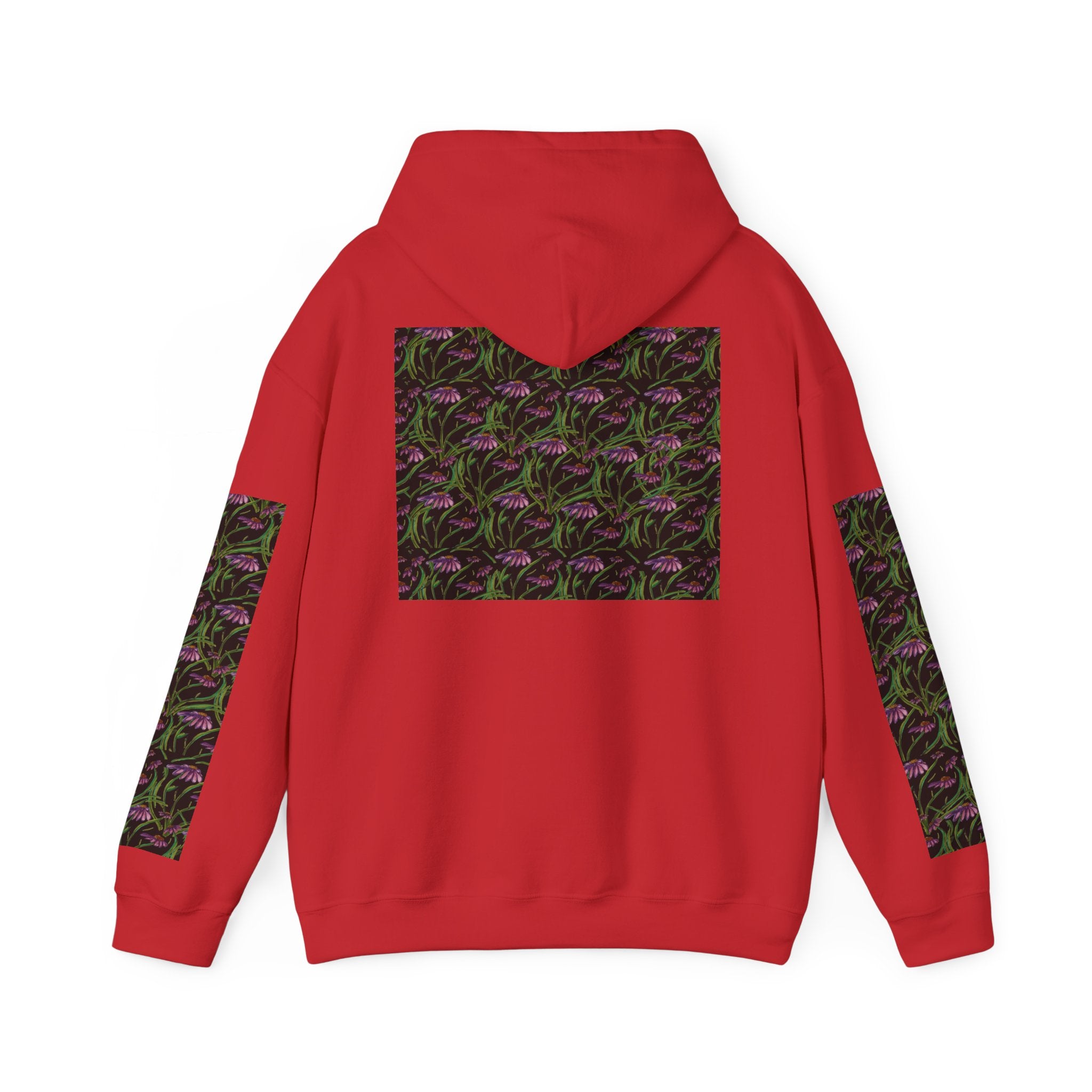 Floral Nightshade Pattern Hoodie — Dark Purple Botanical Print Sweatshirt