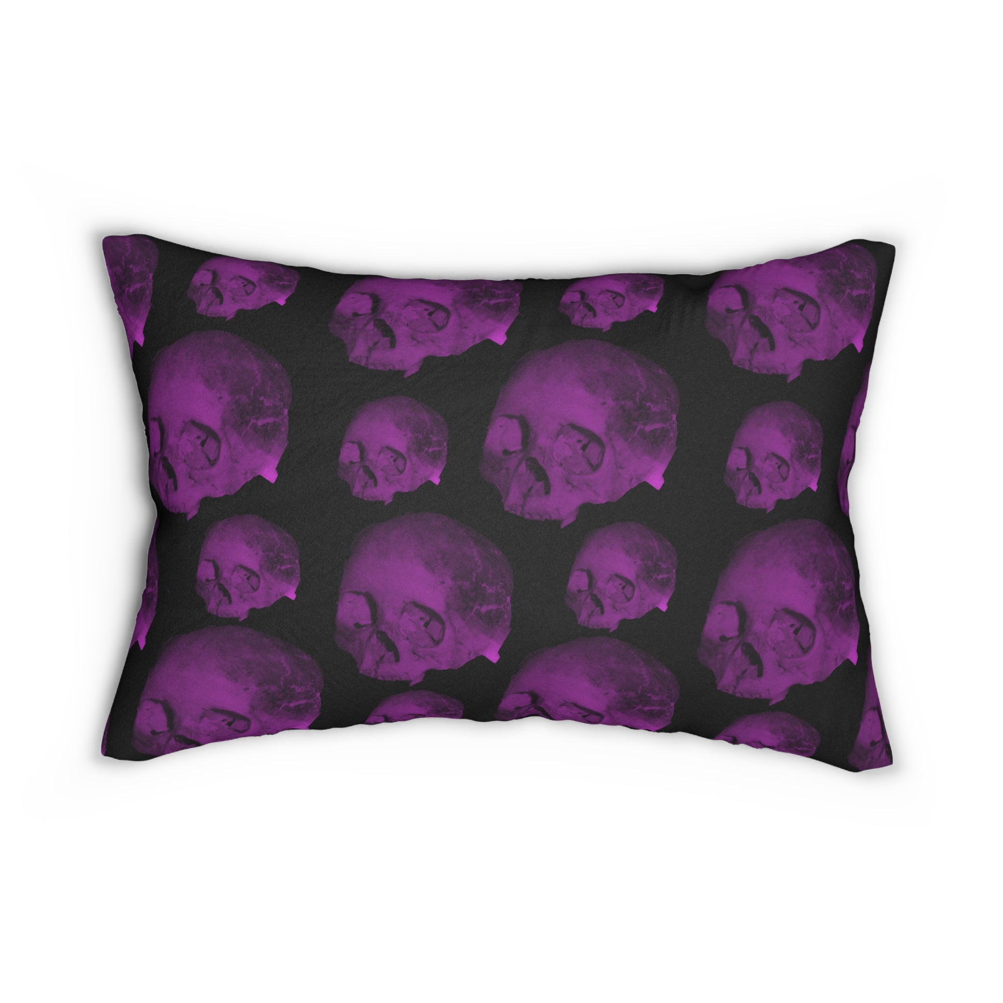 Purple Skull Lumbar Pillow — Gothic Halloween Decorative Accent