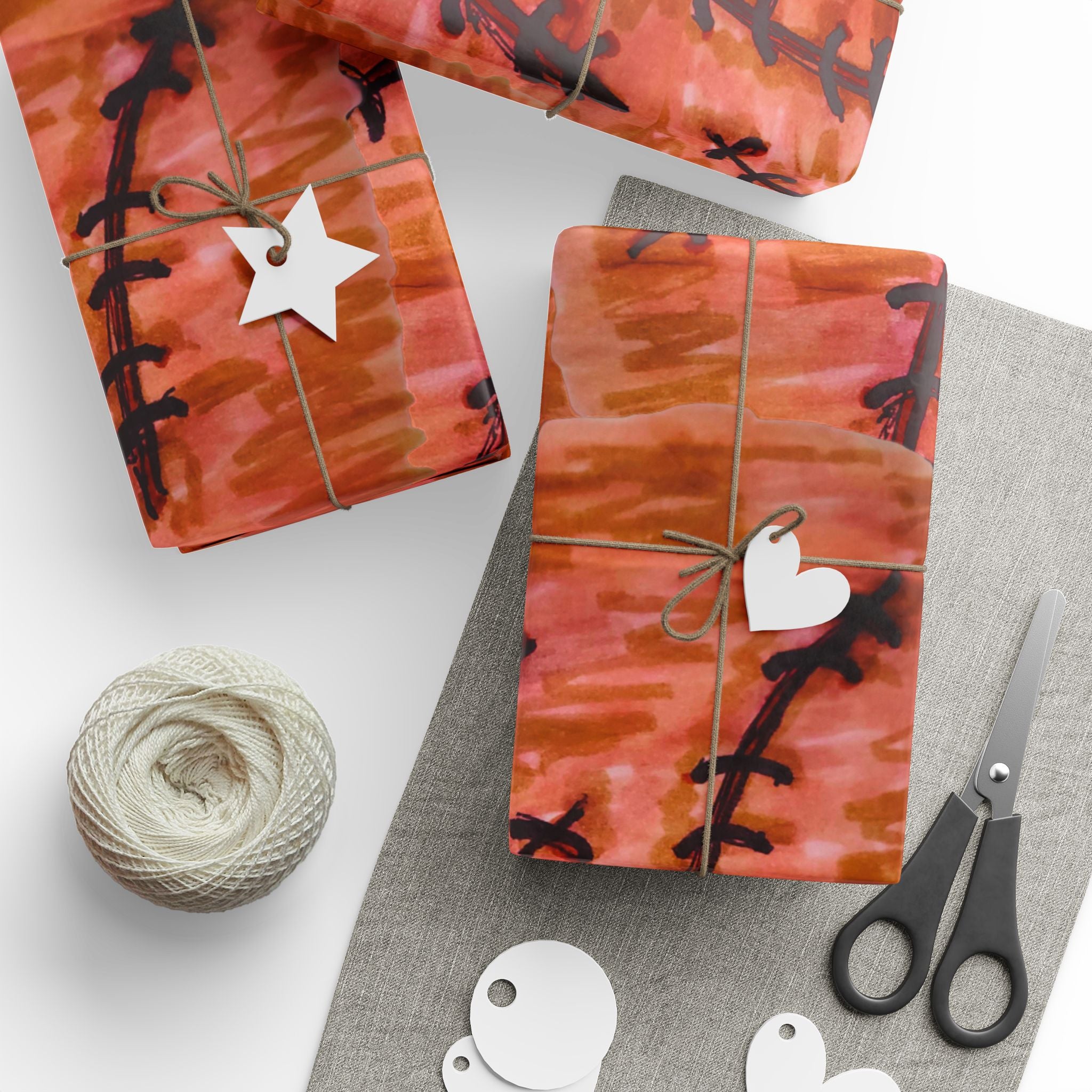 Autumn Fern Wrapping Paper — Rust Orange Leaf Pattern Gift Wrap