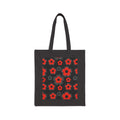 Red Retro Floral Tote Bag – Bold Poppy Pattern Cotton Canvas Tote