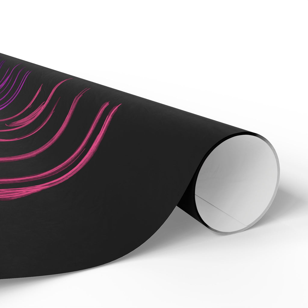 Floral Nightfall Wrapping Paper — Pink & Purple Neon Flowers on Black