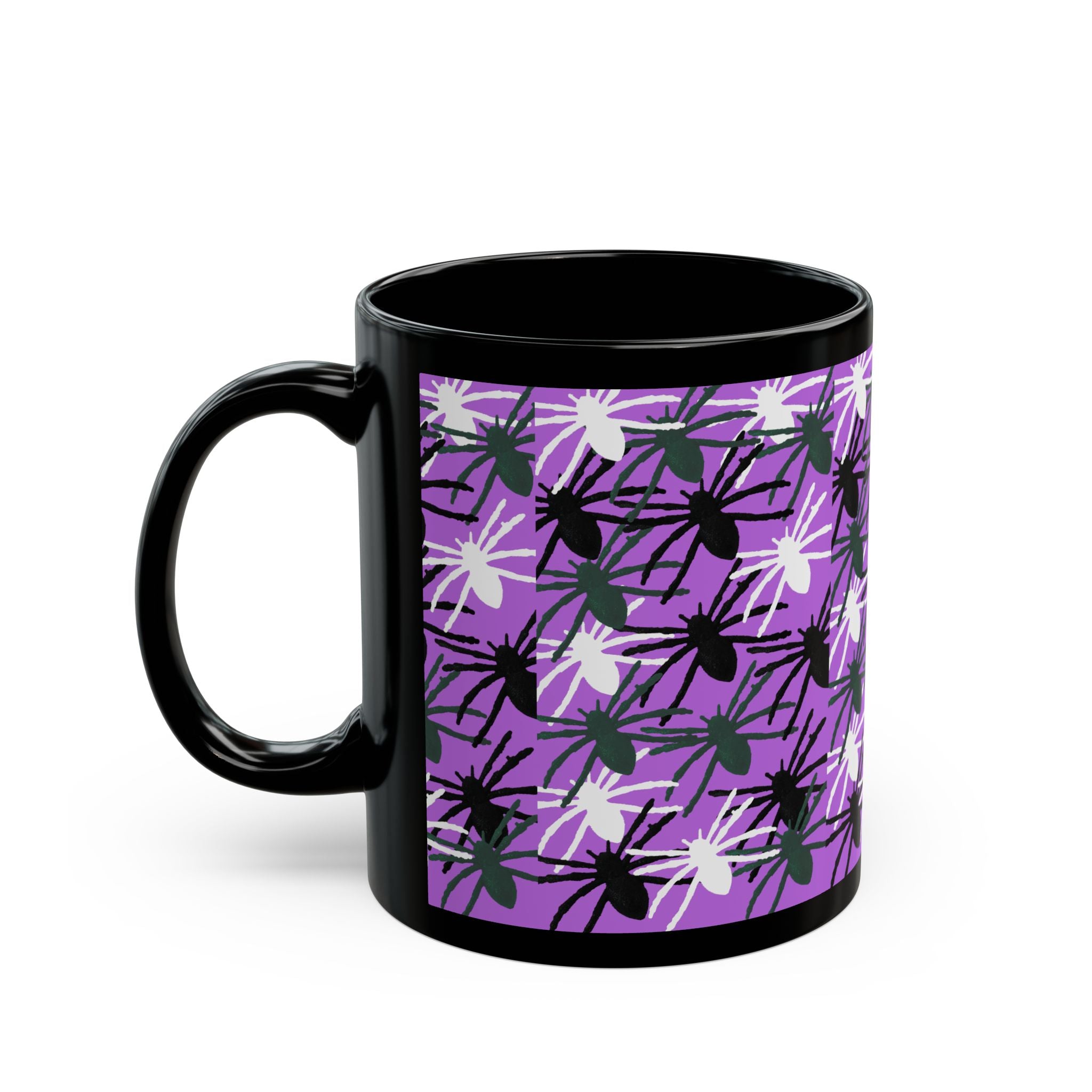 Spooky Spider Pattern Black Coffee Mug (11oz, 15oz)