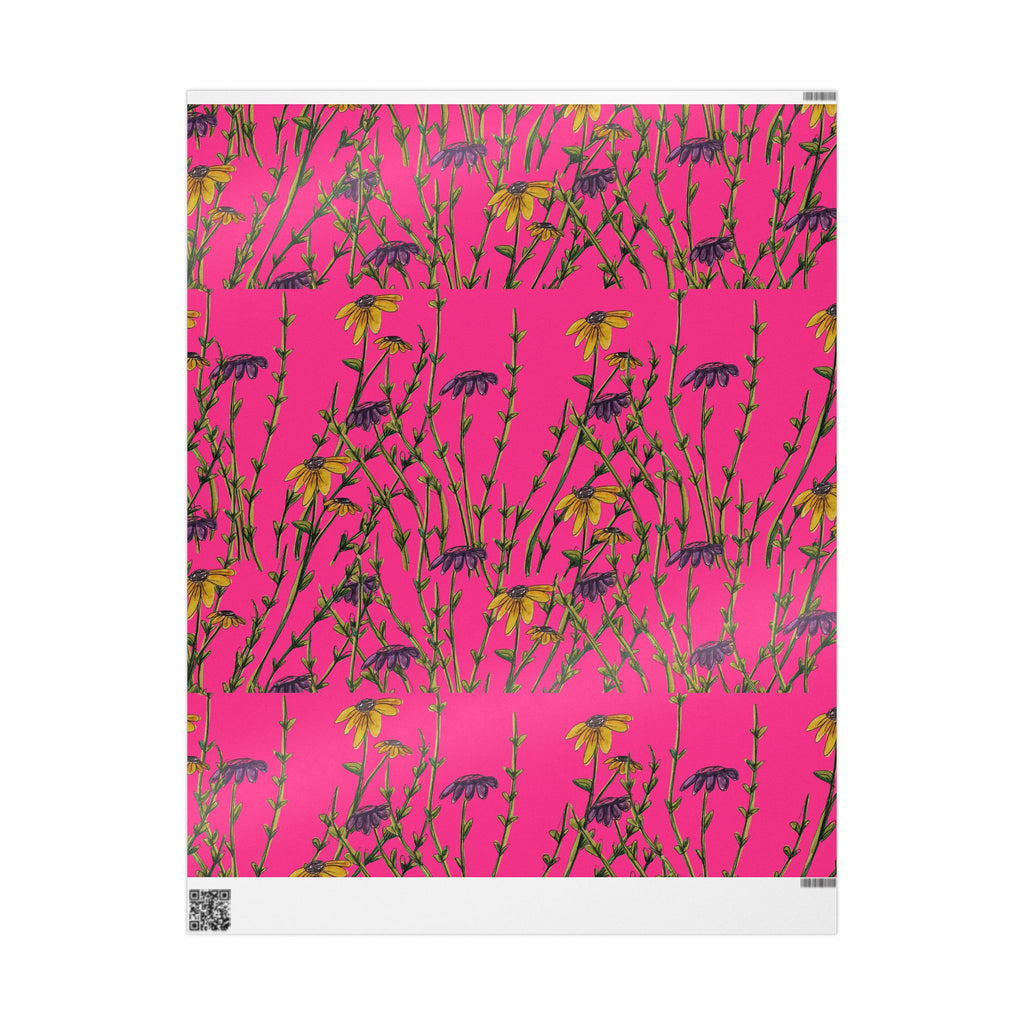 Bright Pink Wildflower Wrapping Paper — Floral Gift Wrap Roll