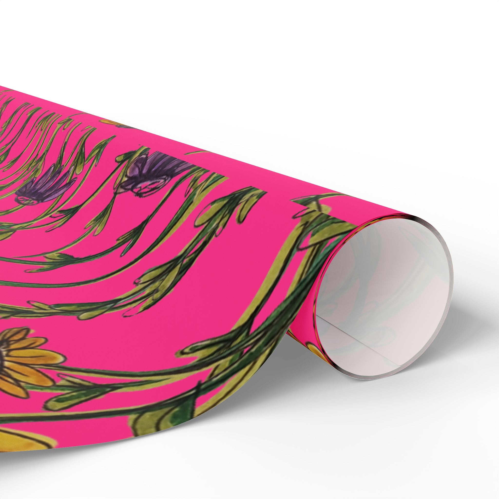 Bright Pink Wildflower Wrapping Paper — Floral Gift Wrap Roll