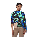 Blue Botanical Light Scarf — Floral Fringe Scarf for Spring & Evening Wear