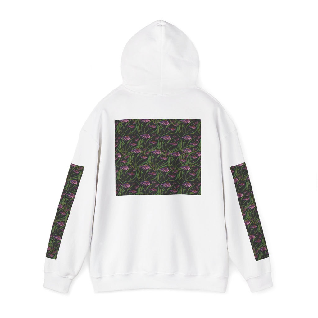 Floral Nightshade Pattern Hoodie — Dark Purple Botanical Print Sweatshirt