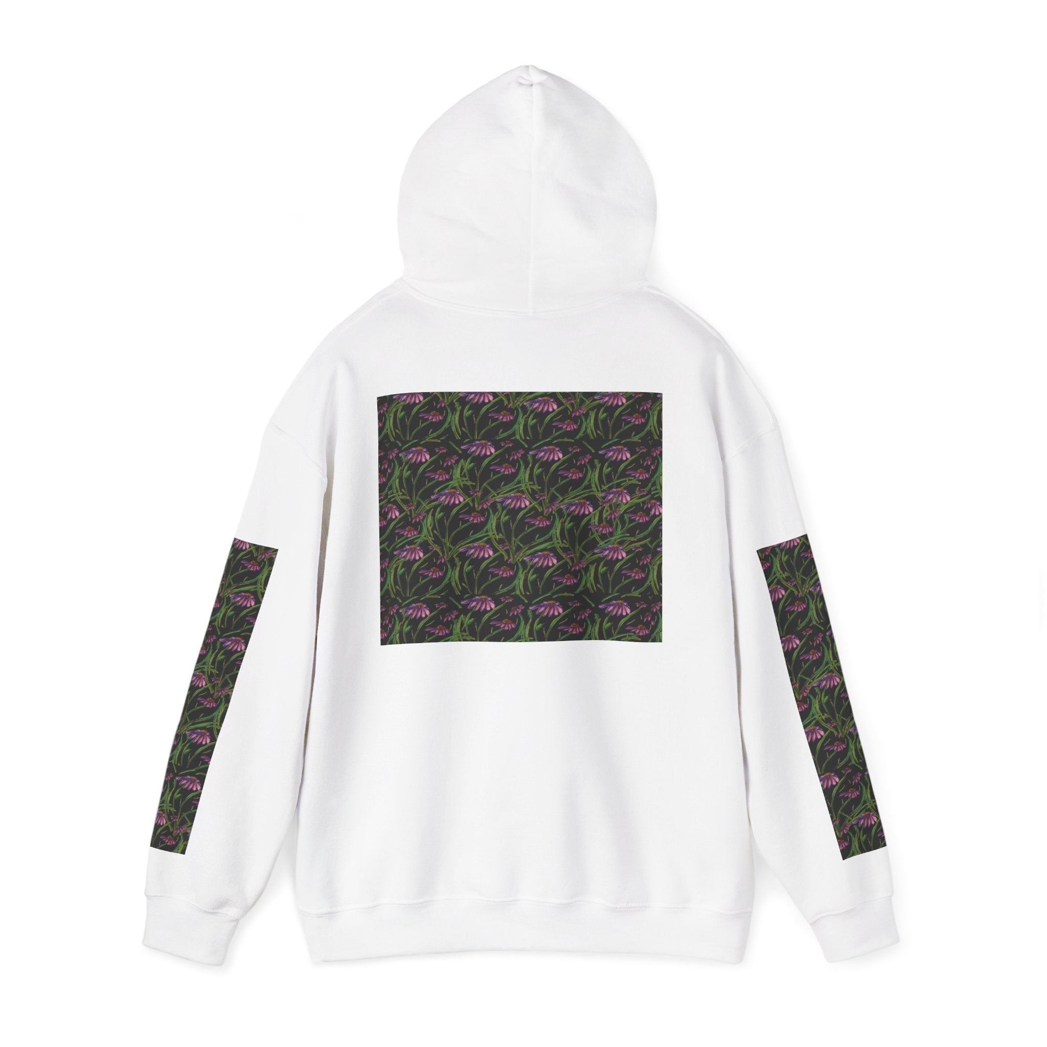 Floral Nightshade Pattern Hoodie — Dark Purple Botanical Print Sweatshirt