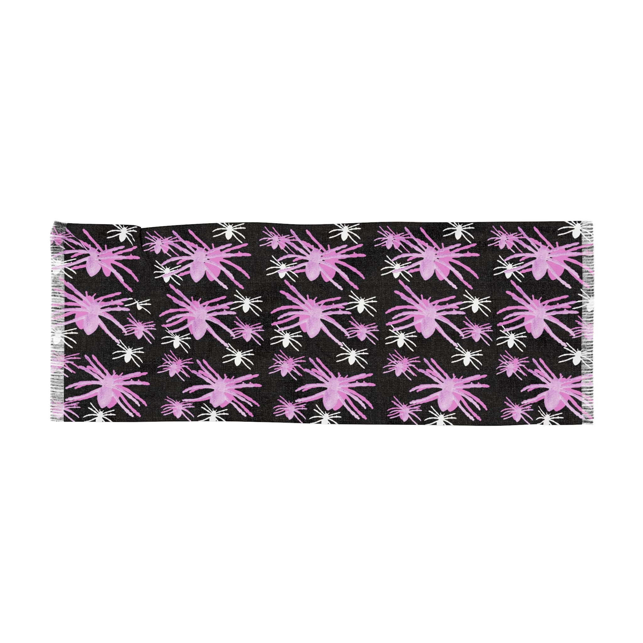 Spider Pattern Scarf — Pink Brushstroke Arachnid Print Lightweight Fashion Scarf