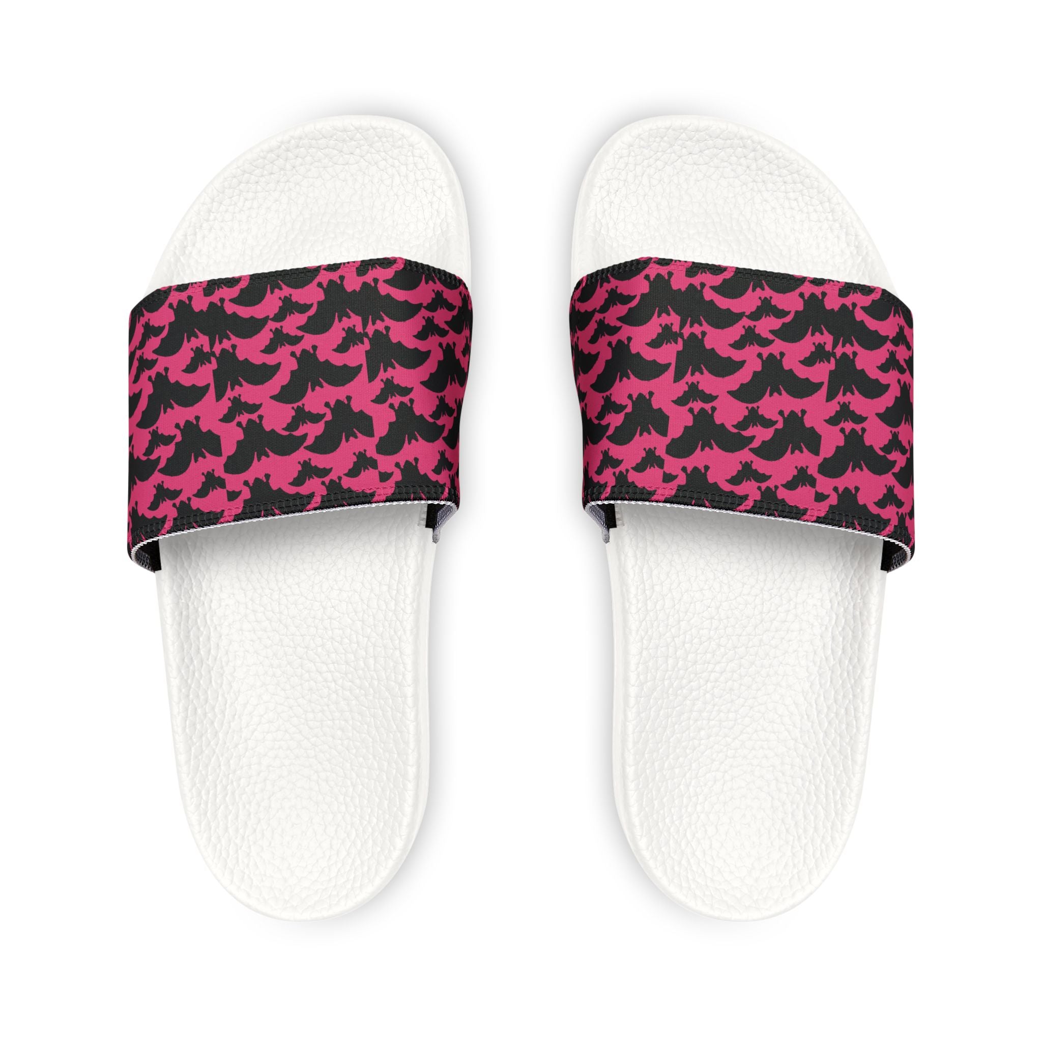 Women's Slide Sandals — Pink & Black Cat Pattern Removable-Strap Slides