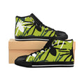 Women's High-Top Sneakers — Green Tropical Floral Print
