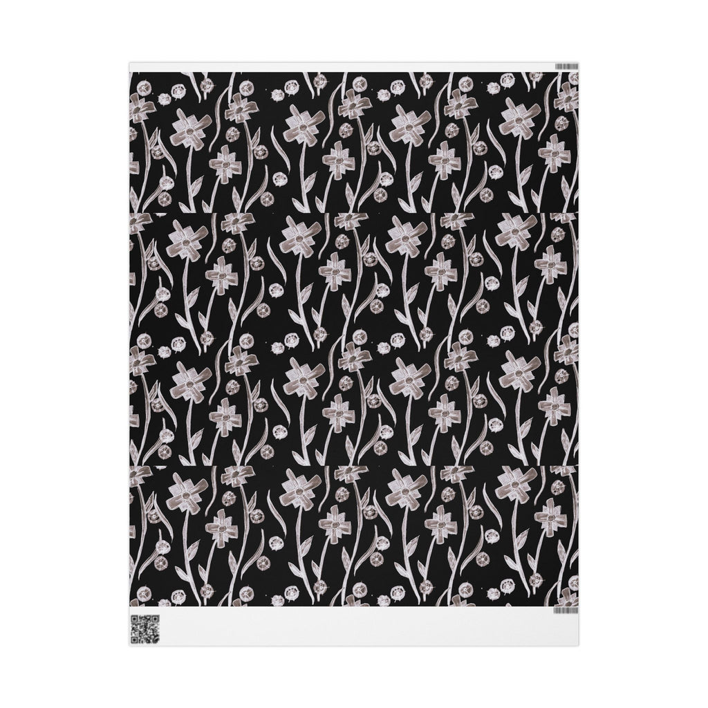 Floral Noir Wrapping Paper — Elegant Black & White Flower Gift Wrap