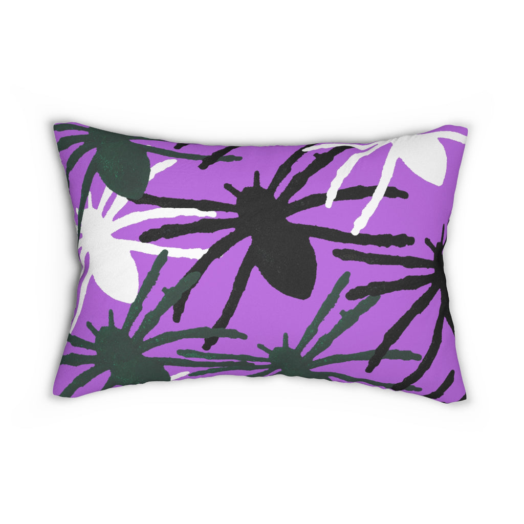 Spooky Spider Pattern Lumbar Pillow – Purple Halloween Decorative Pillow