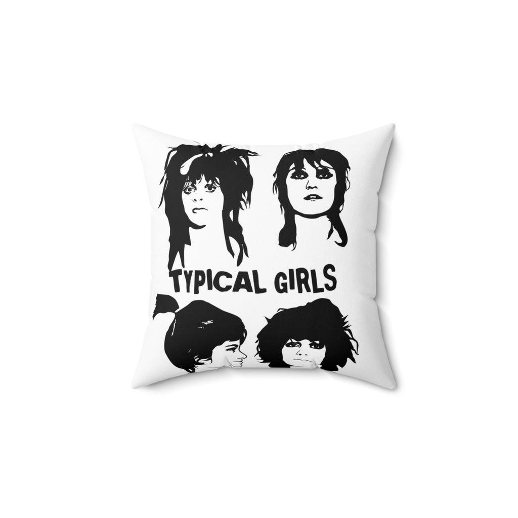 Typical Girls Band Art Pillow — Retro Punk Rock Decorative Throw Pillow