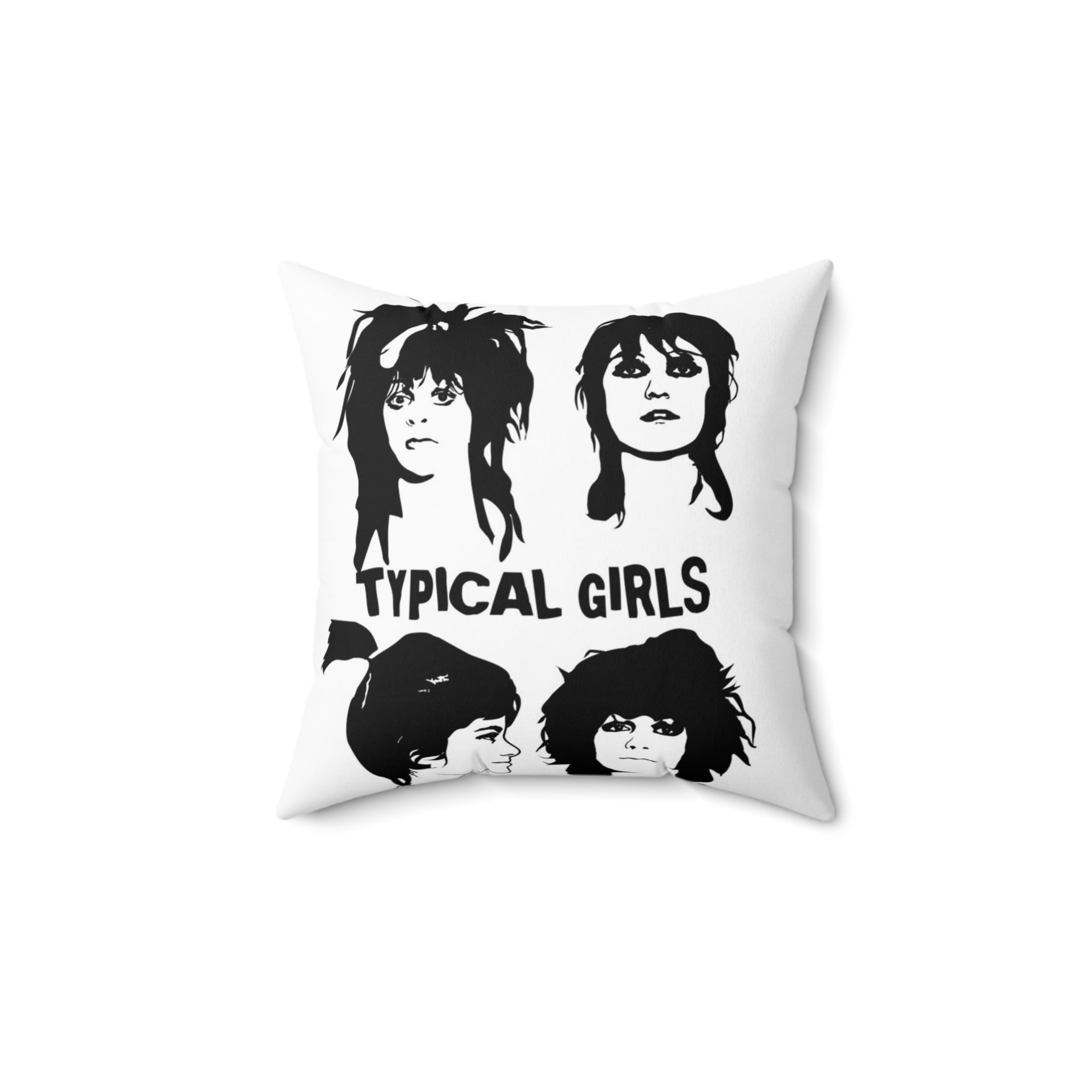 Typical Girls Band Art Pillow — Retro Punk Rock Decorative Throw Pillow