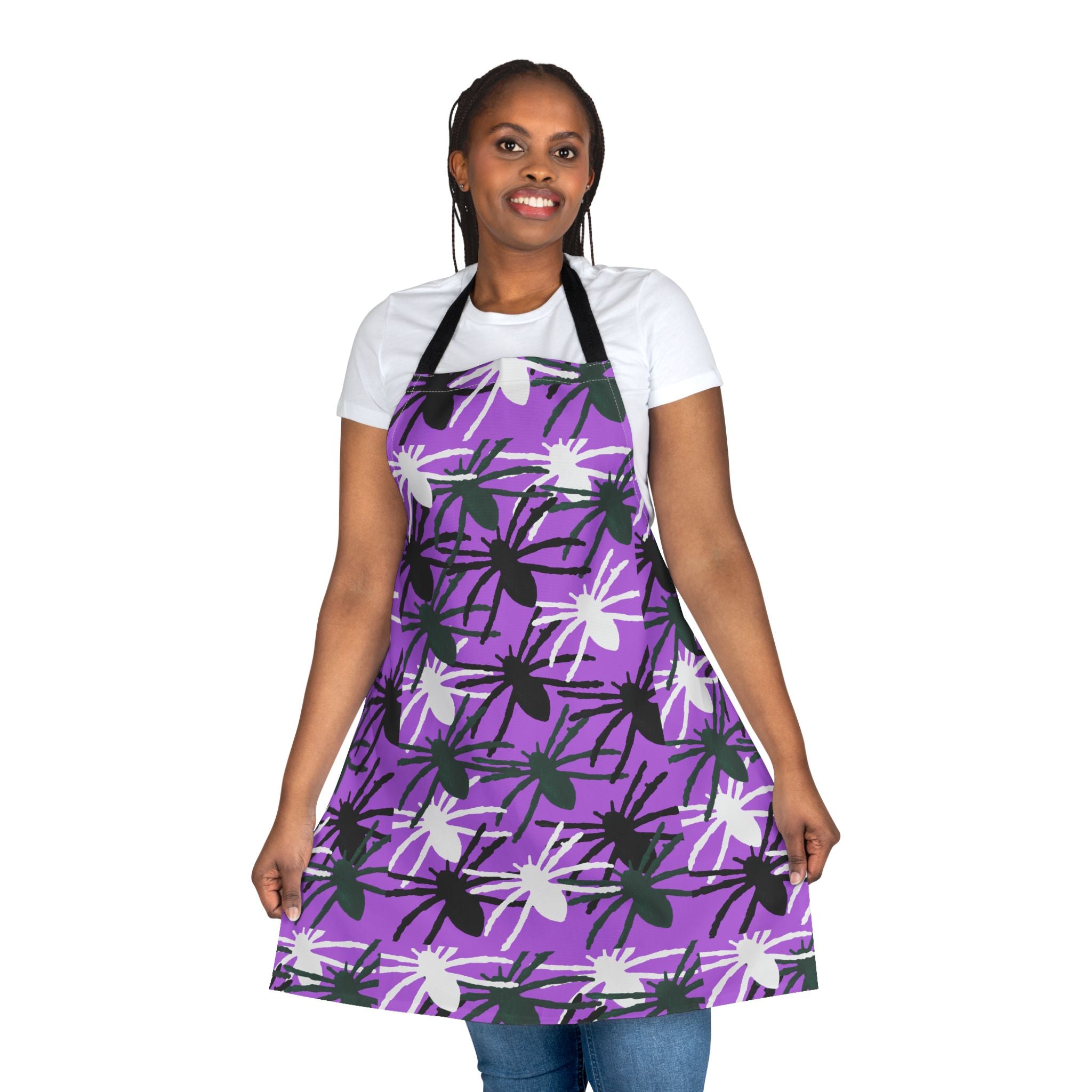 Purple Floral Splash Apron — Bold Abstract Flower Kitchen Apron