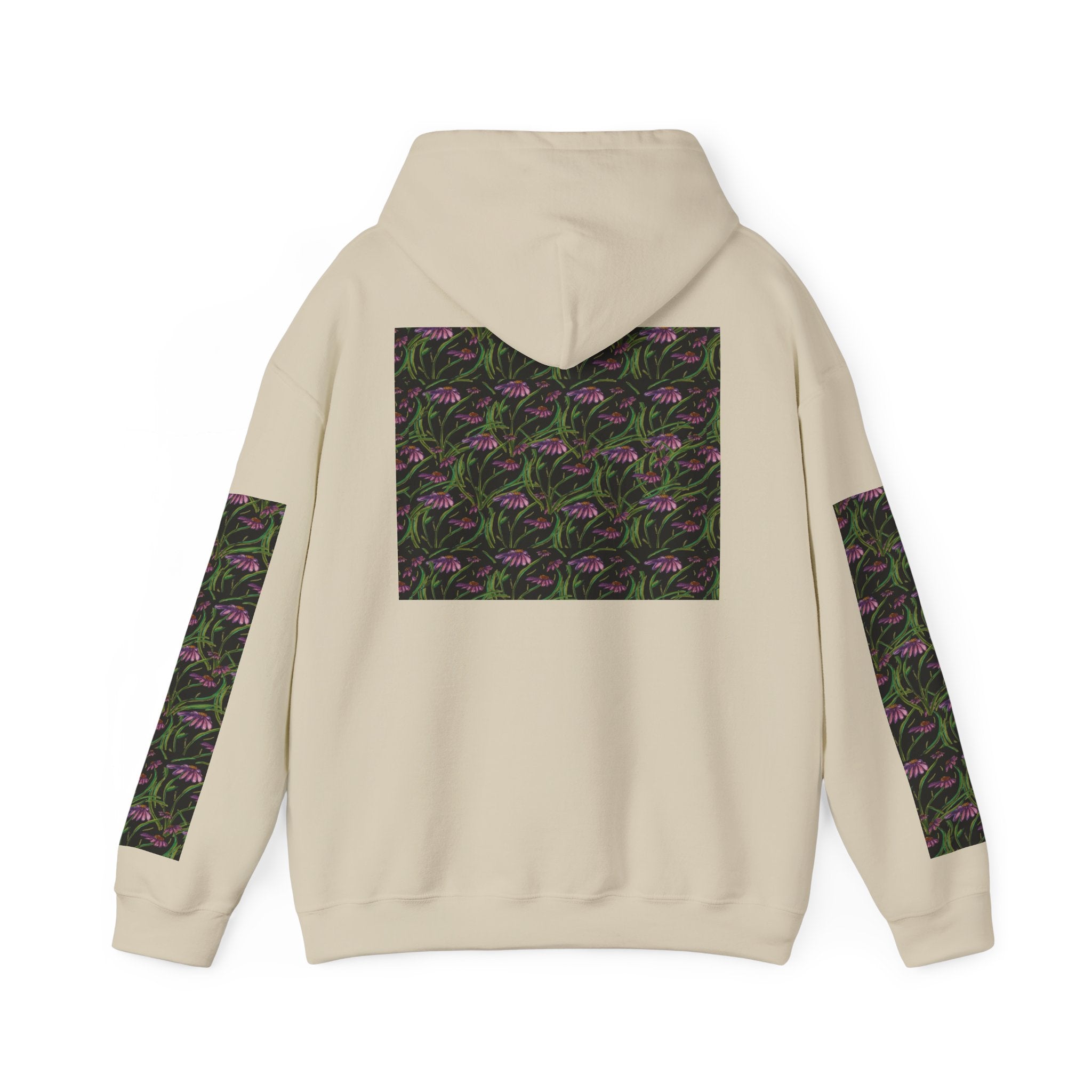 Floral Nightshade Pattern Hoodie — Dark Purple Botanical Print Sweatshirt