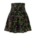 Floral Echinacea Skater Skirt — Black Wildflower Print
