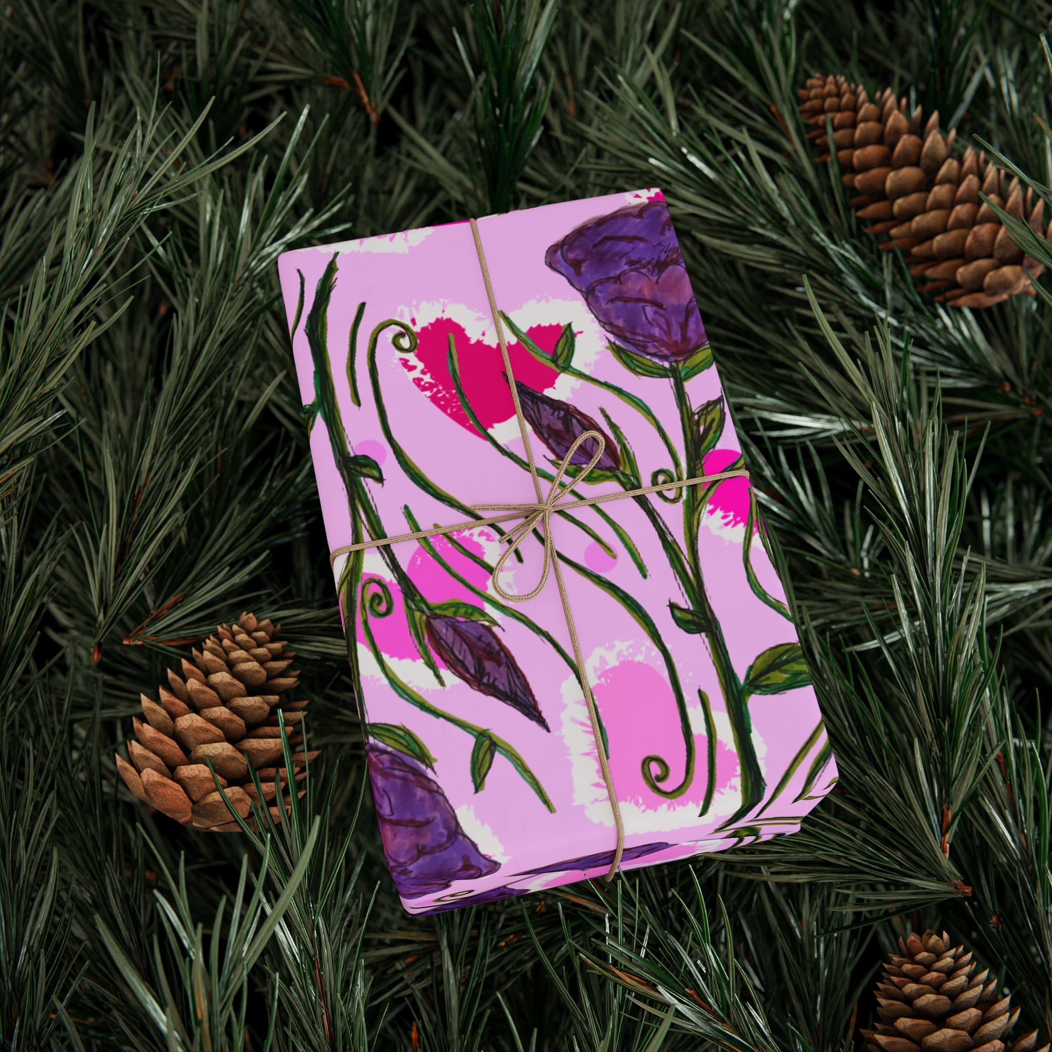 Floral Pink Rose Wrapping Paper – Romantic Gift Wrap for Valentine’s & Birthdays