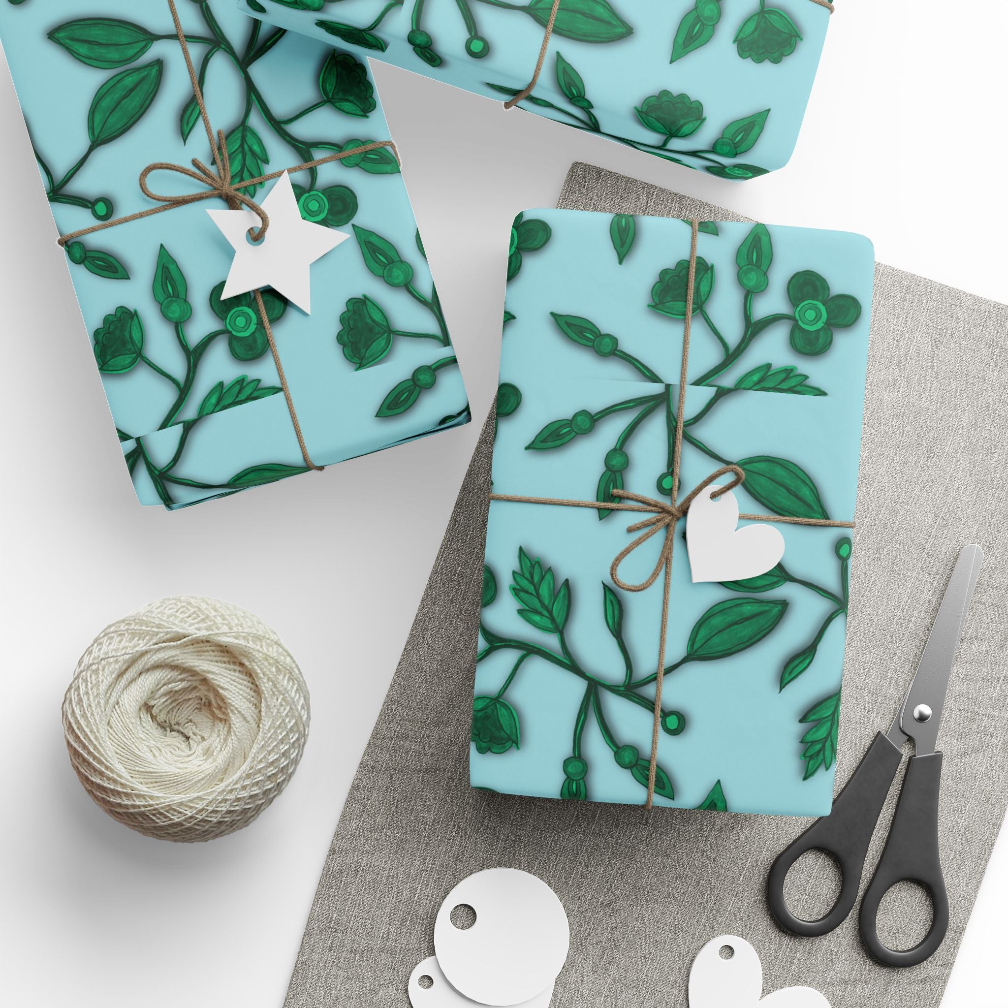 LOST Wrapping Paper — Teal Leaf Gift Wrap
