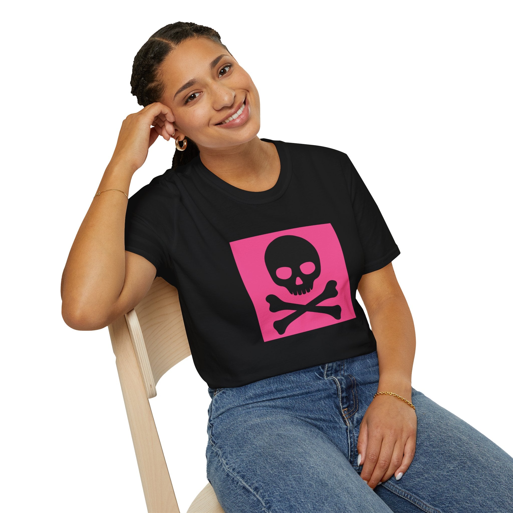 Skull & Crossbones Pink Square T-Shirt