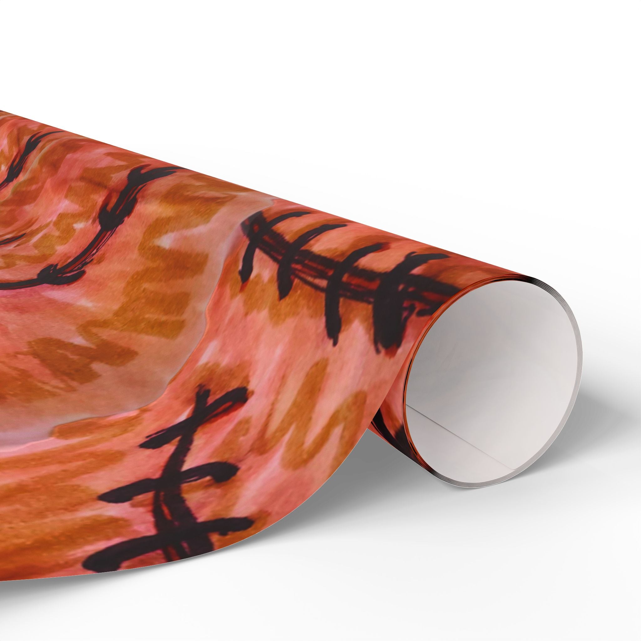 Autumn Fern Wrapping Paper — Rust Orange Leaf Pattern Gift Wrap