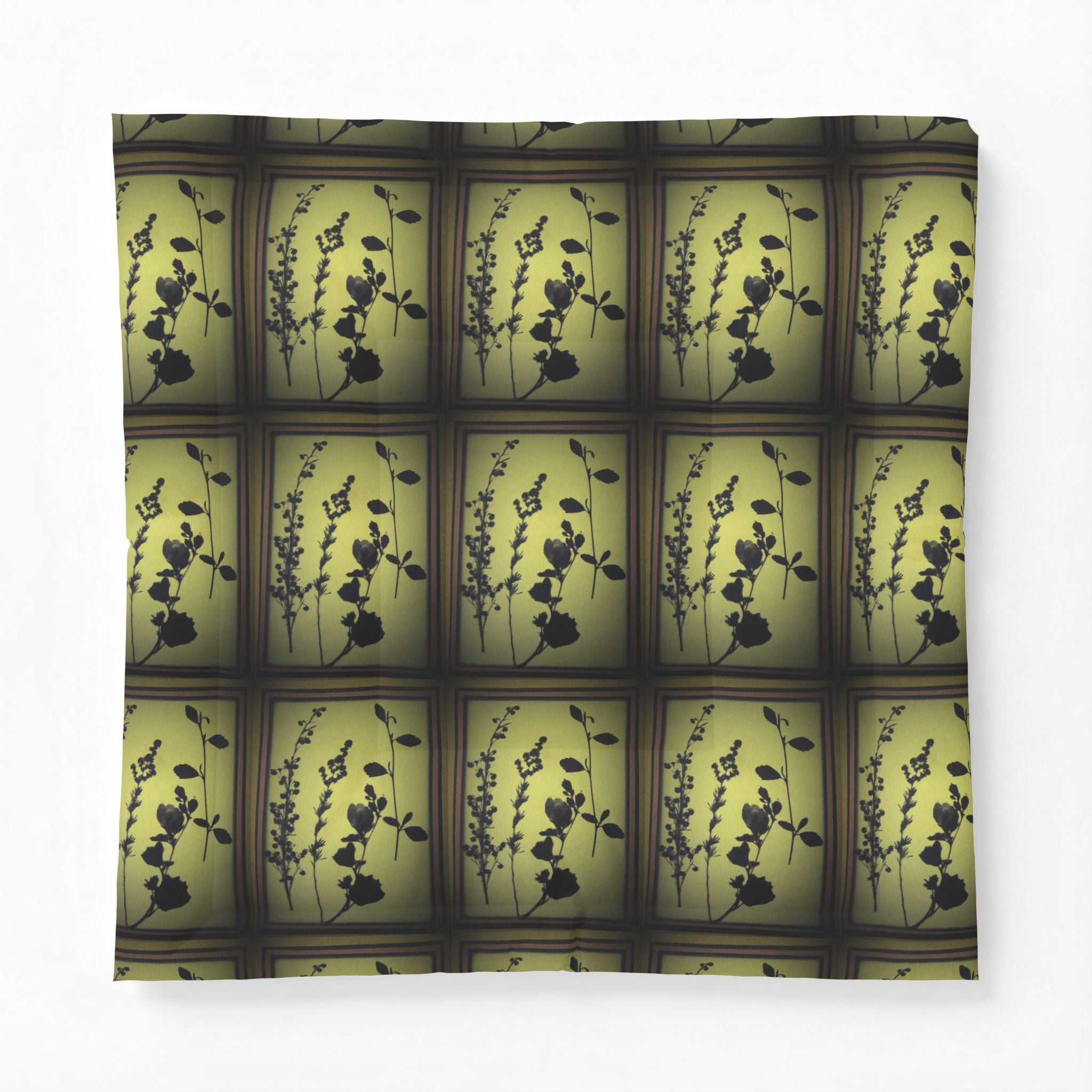 Botanical Shadow Cotton Comforter — Green Floral Silhouette Bedspread