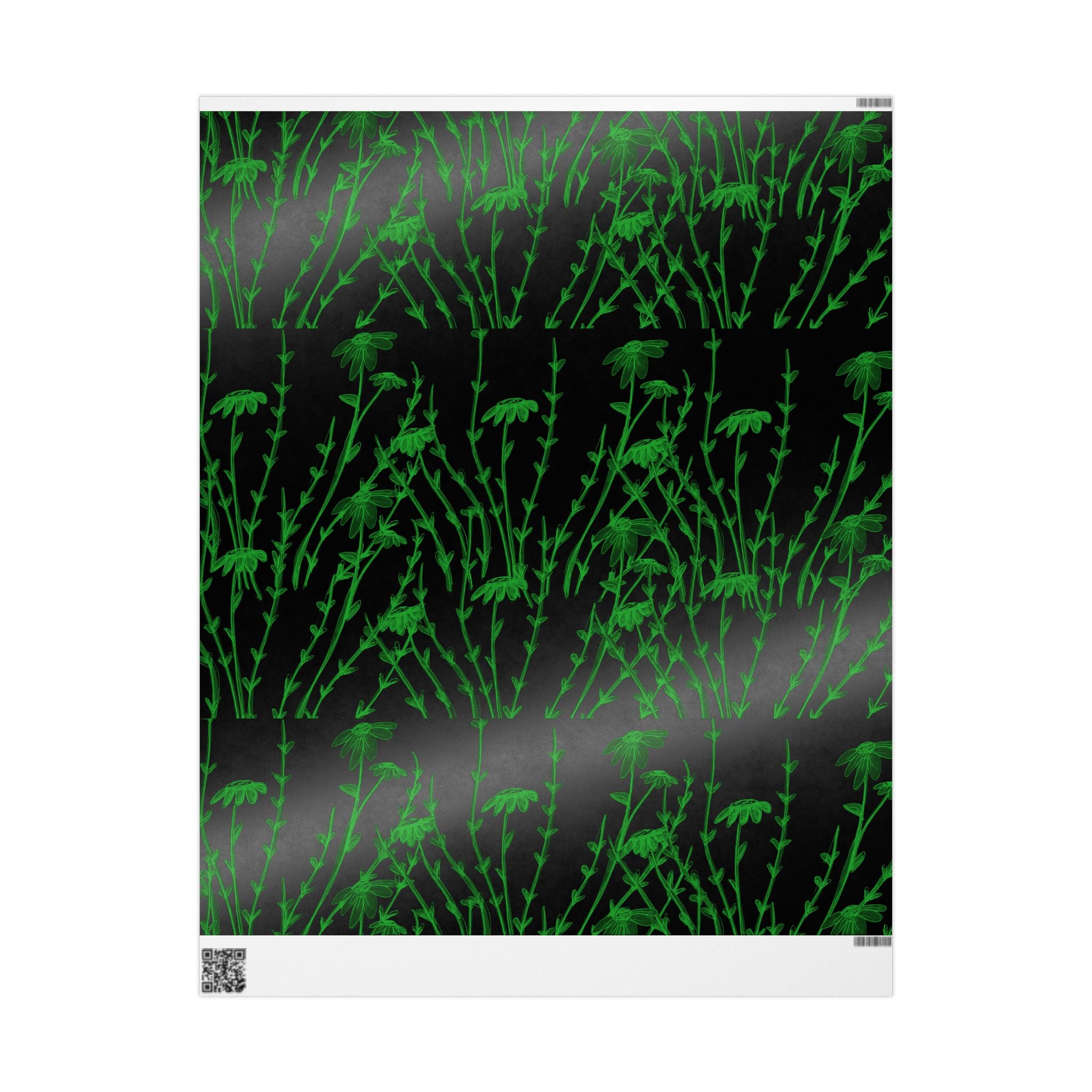 Botanical Black & Neon Green Wrapping Paper — Floral Gift Wrap for Gothic, Eco-Chic & Halloween Occasions