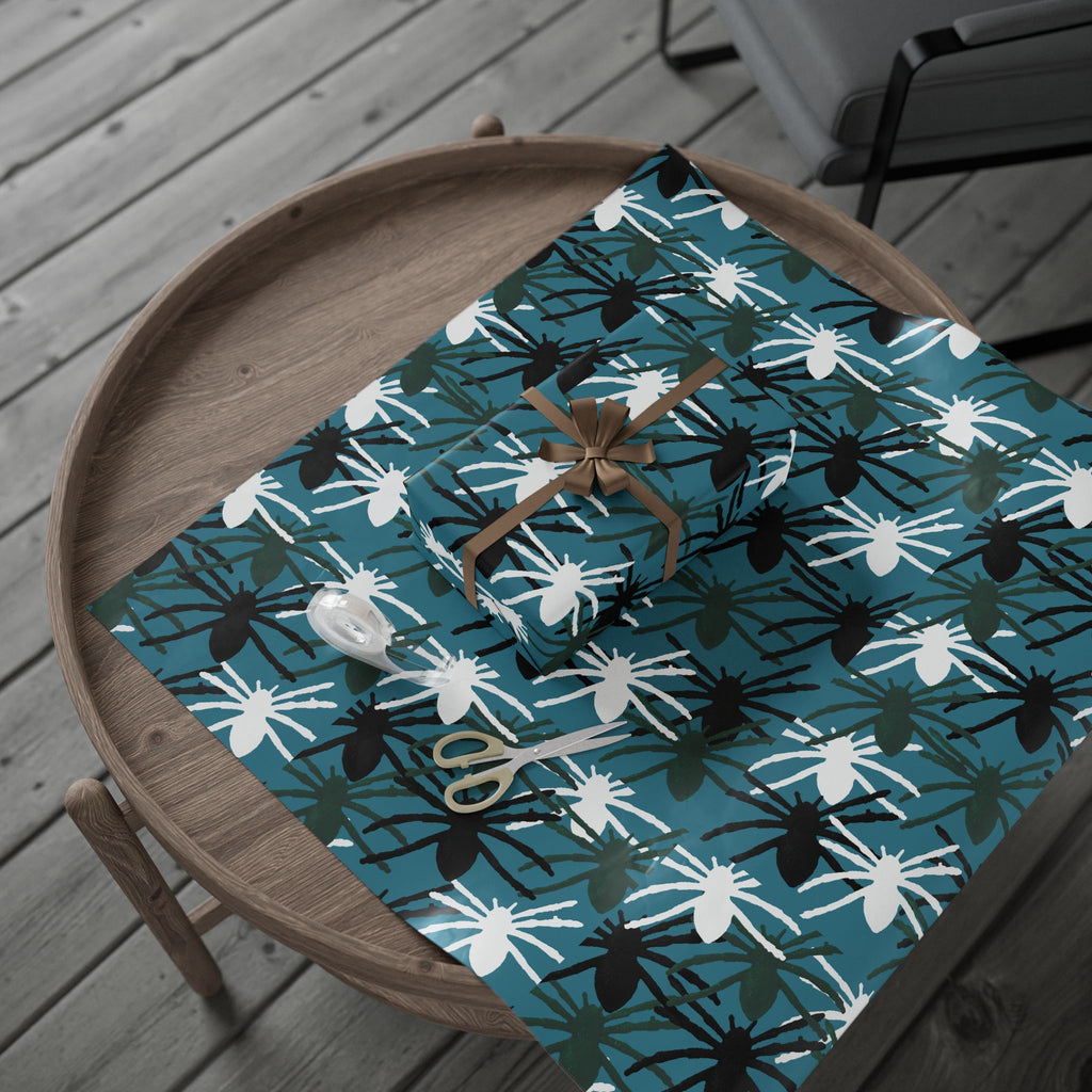 Teal Floral Gift Wrap — Modern Abstract Flower Wrapping Paper
