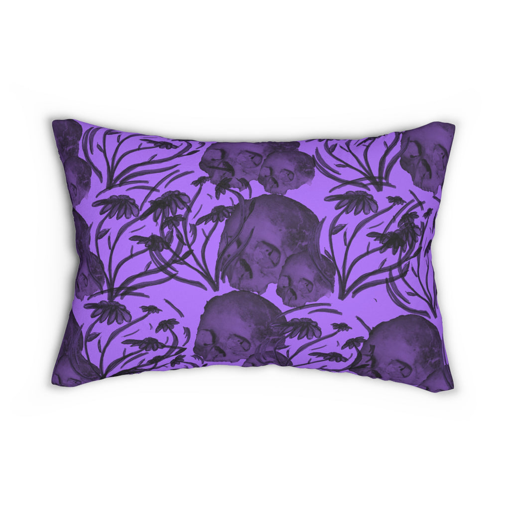 Purple Skull Floral Lumbar Pillow