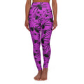 Spider Floral High-Waist Yoga Leggings — Purple All-Over Print