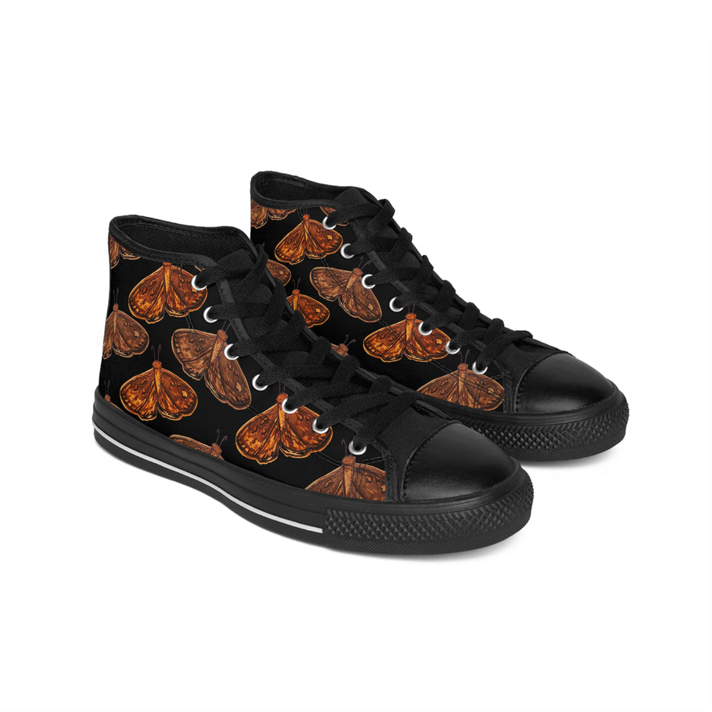 Moth Pattern High-Top Sneakers — Women's Classic Casual Shoes