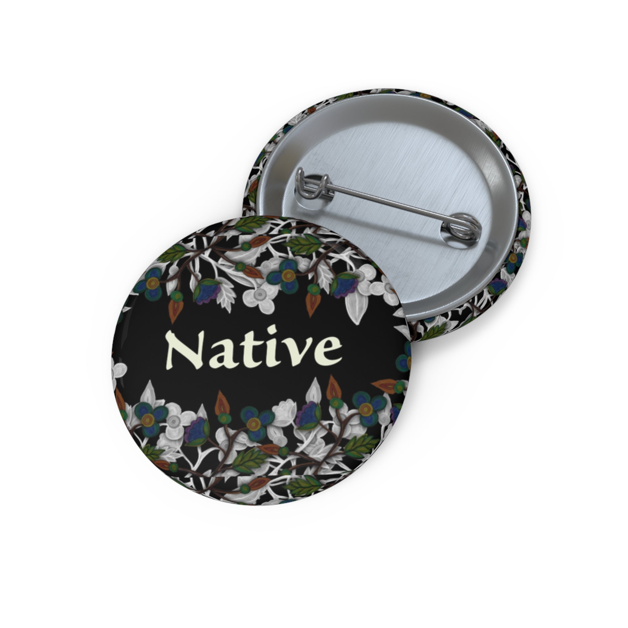 Native Floral Pin Button — Round Custom Pride Accent Pin