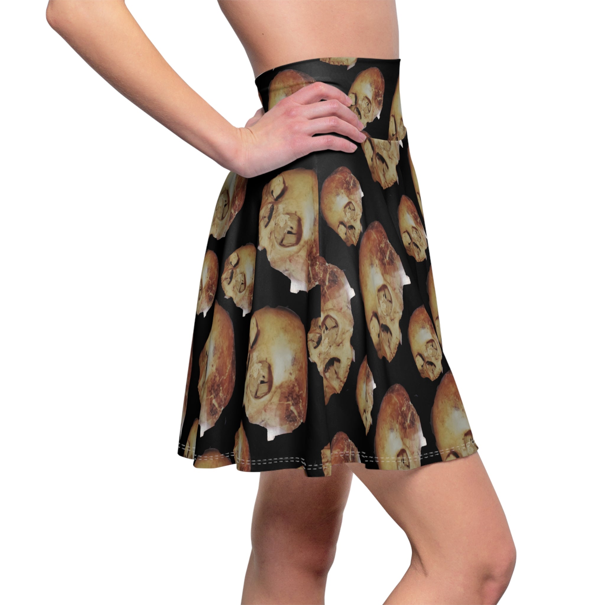 Skater Skirt — Vintage Skull Pattern Goth Aesthetic