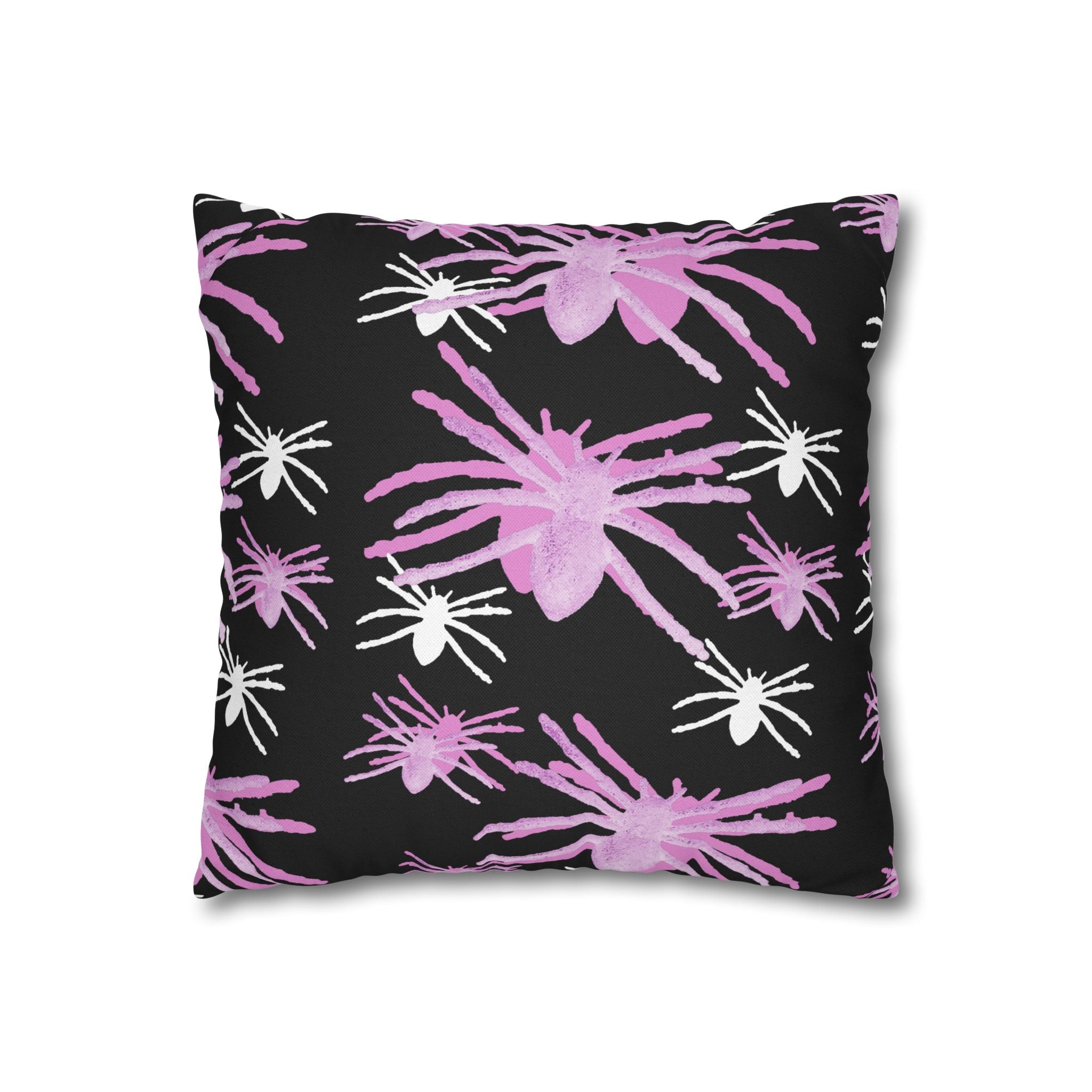 Pink Spider Pattern Pillowcase — Decorative Square Throw Pillow Cover