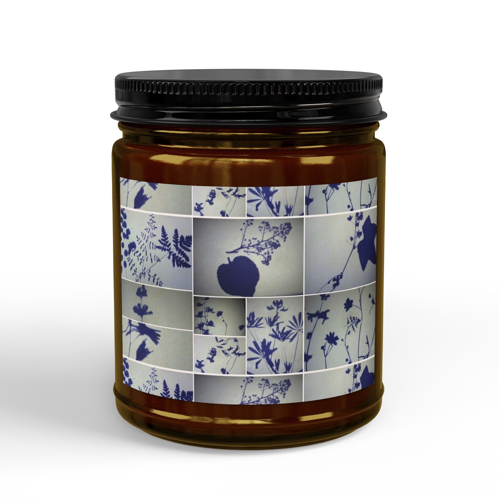 Soy Candle — Blue Floral Patchwork Scented Jar (4oz & 9oz)