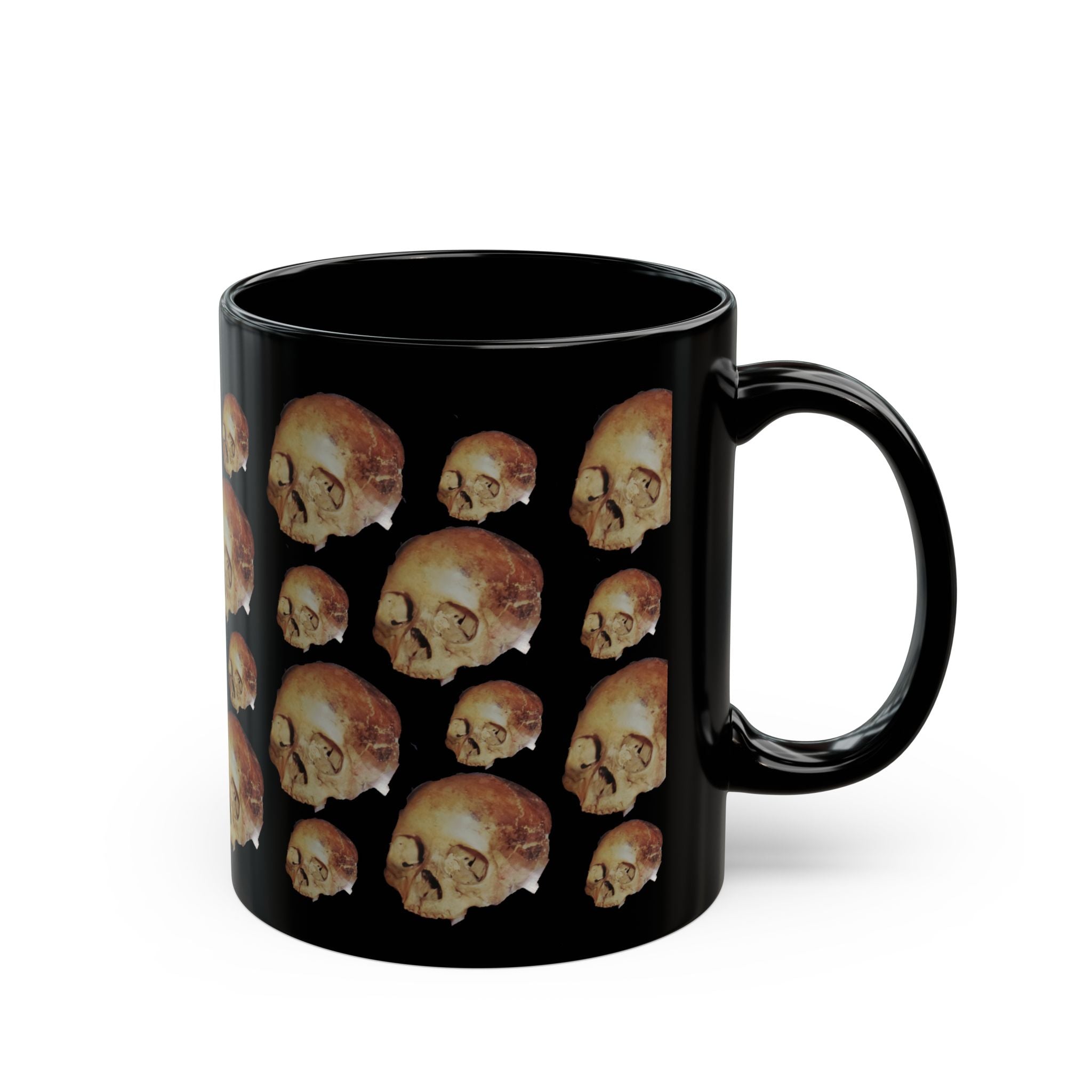 Skull Pattern Black Mug — Gothic Halloween Coffee Cup (11oz, 15oz)